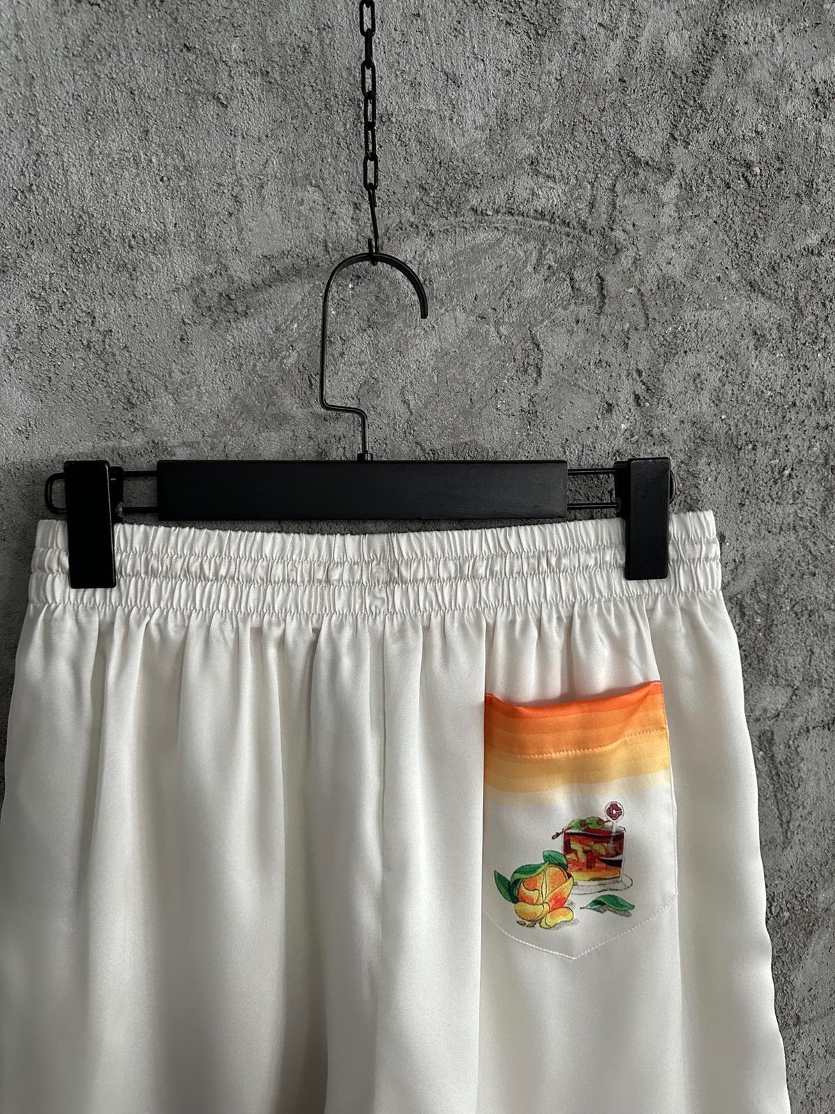 Cream Cotton Gradient Hem Drawstring - Men's
