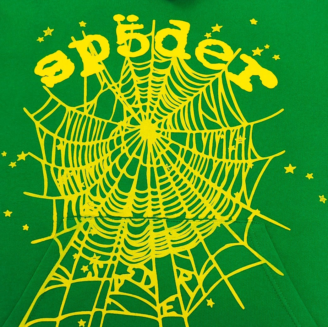 Green Cotton Web Print Pullover - Men's