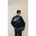 Black Wool Striped Trim Varsity - Men's