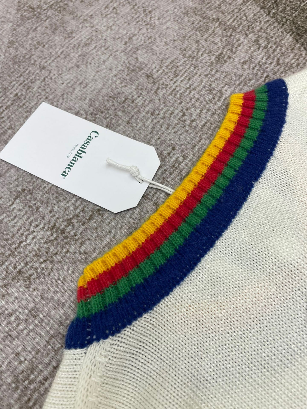 Cream Wool Heart Intarsia Crewneck - Men's