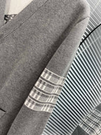 Grey Wool Bar Stripe Cardigan - Men's
