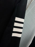 4-Bar Zip Black Hoodie - Men's