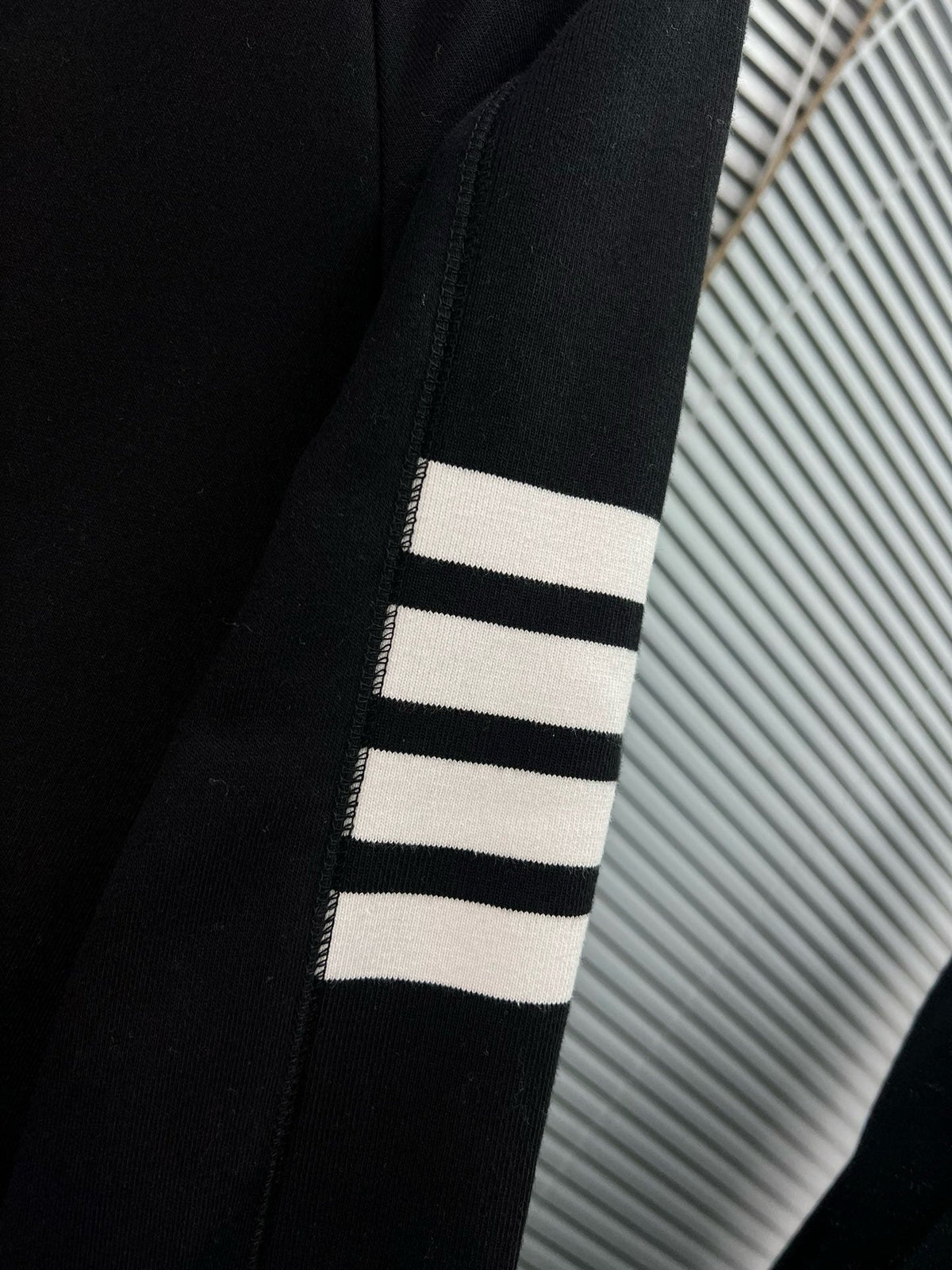 4-Bar Zip Black Hoodie - Men's