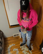 Pink Cotton Web Graphic Pullover - Men's