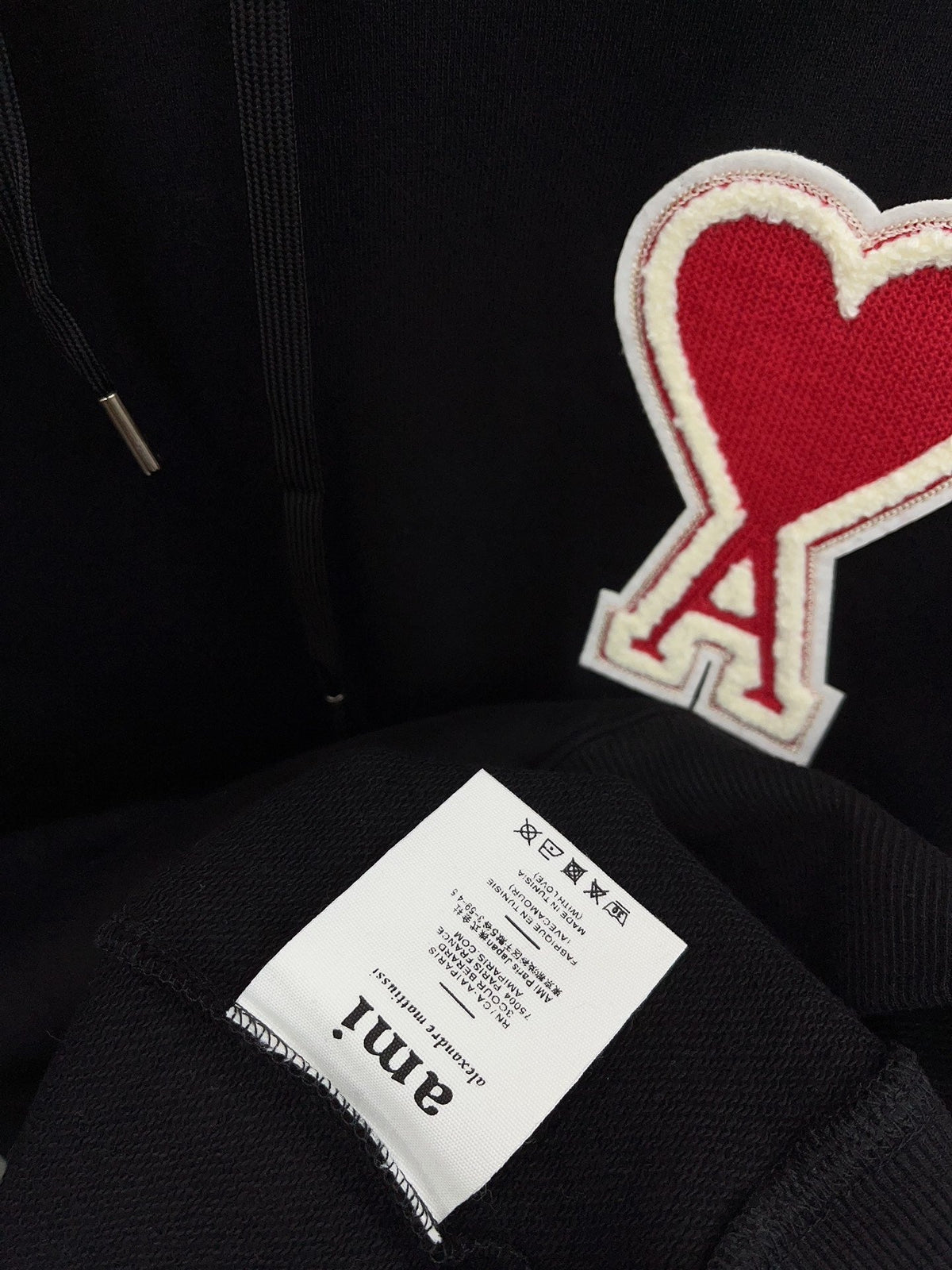 Black Cotton Heart Logo Pullover - Men's