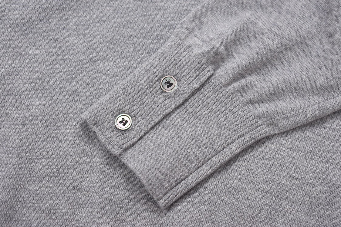 Grey Wool Four-Bar Crewneck - Men's