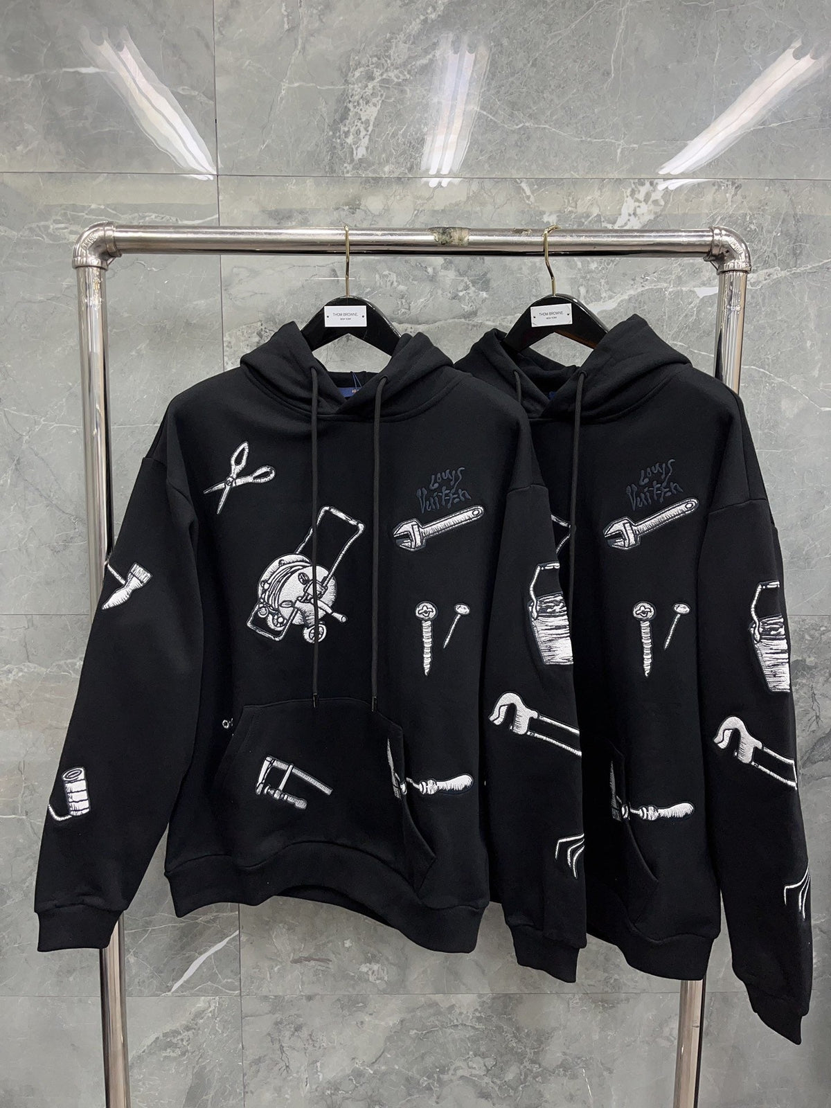 Black Cotton Print Zip-Through - Men's