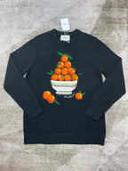 Navy Wool Intarsia Crewneck - Men's