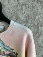 Pink Wool Print Crewneck - Men's