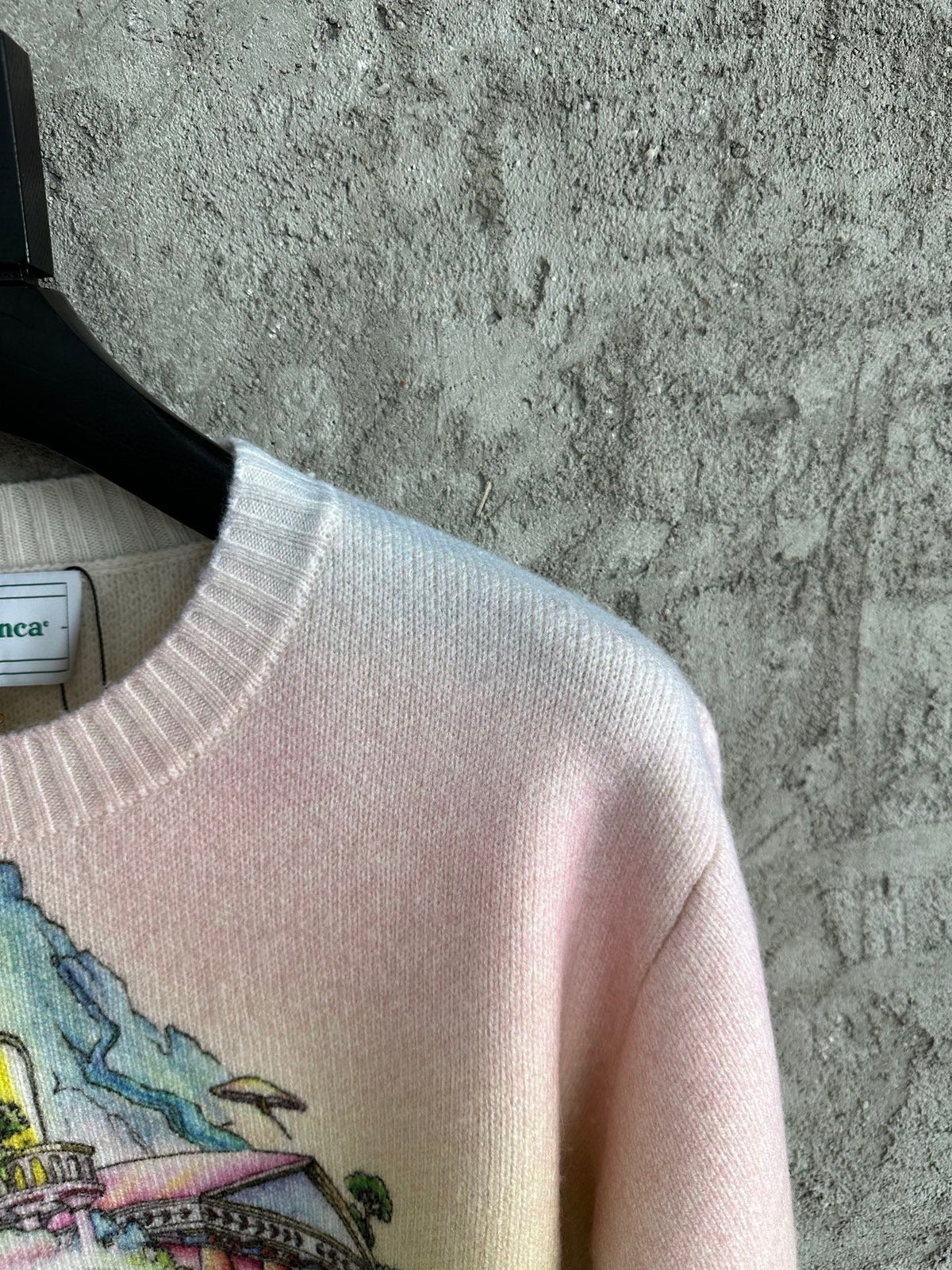 Pink Wool Print Crewneck - Men's