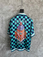Checkerboard Print Silk Shirt - Men's