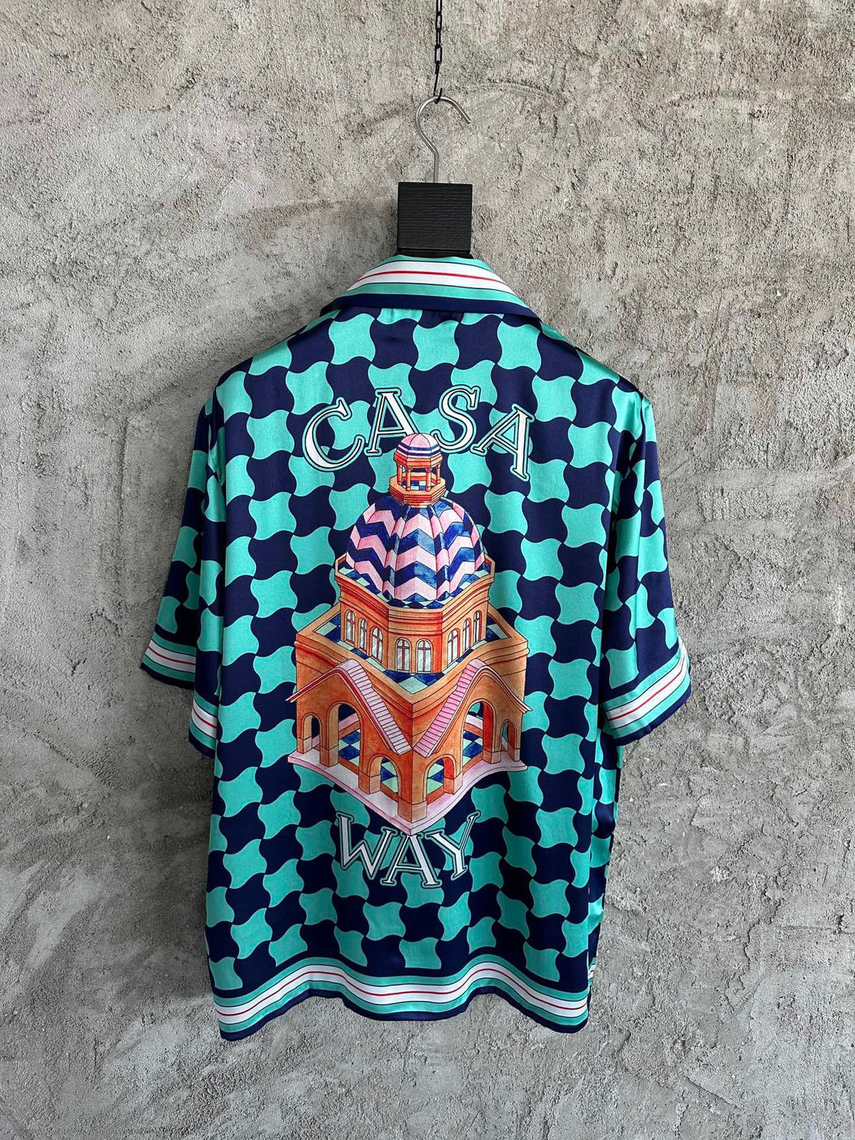 Checkerboard Print Silk Shirt - Men's