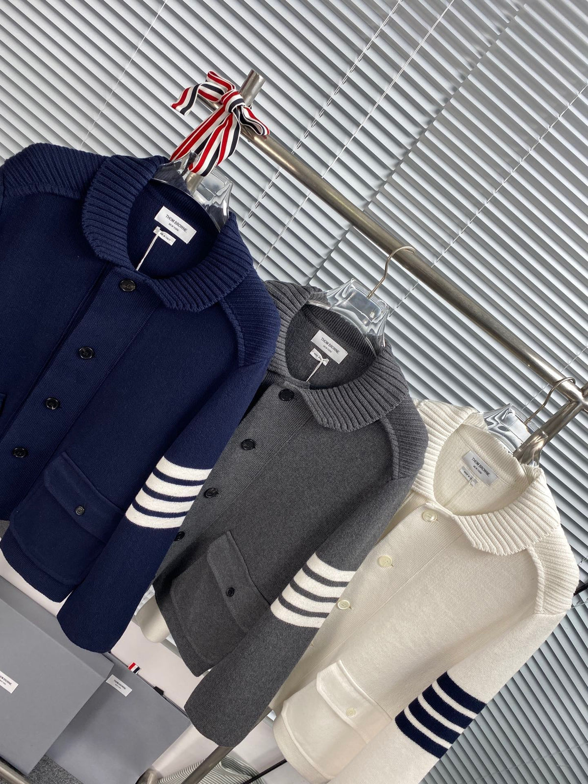 4-Bar Knit Jacket Grey - Men's