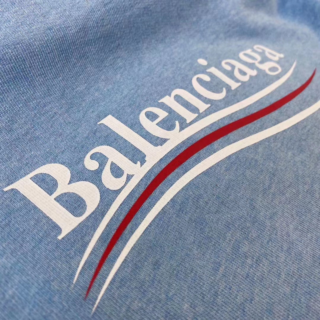 Blue Cotton Chest Logo Pullover - Men's