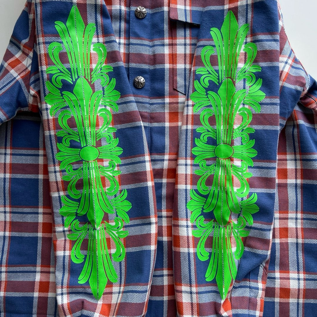 Blue Flannel Printed Sleeve Long-Sleeve - Men's