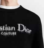 Black Wool Text Logo Crewneck - Men's