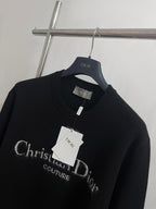 Black Wool Text Logo Crewneck - Men's