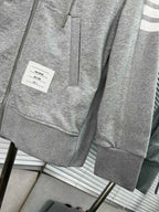 4-Bar Zip Black Hoodie - Men's