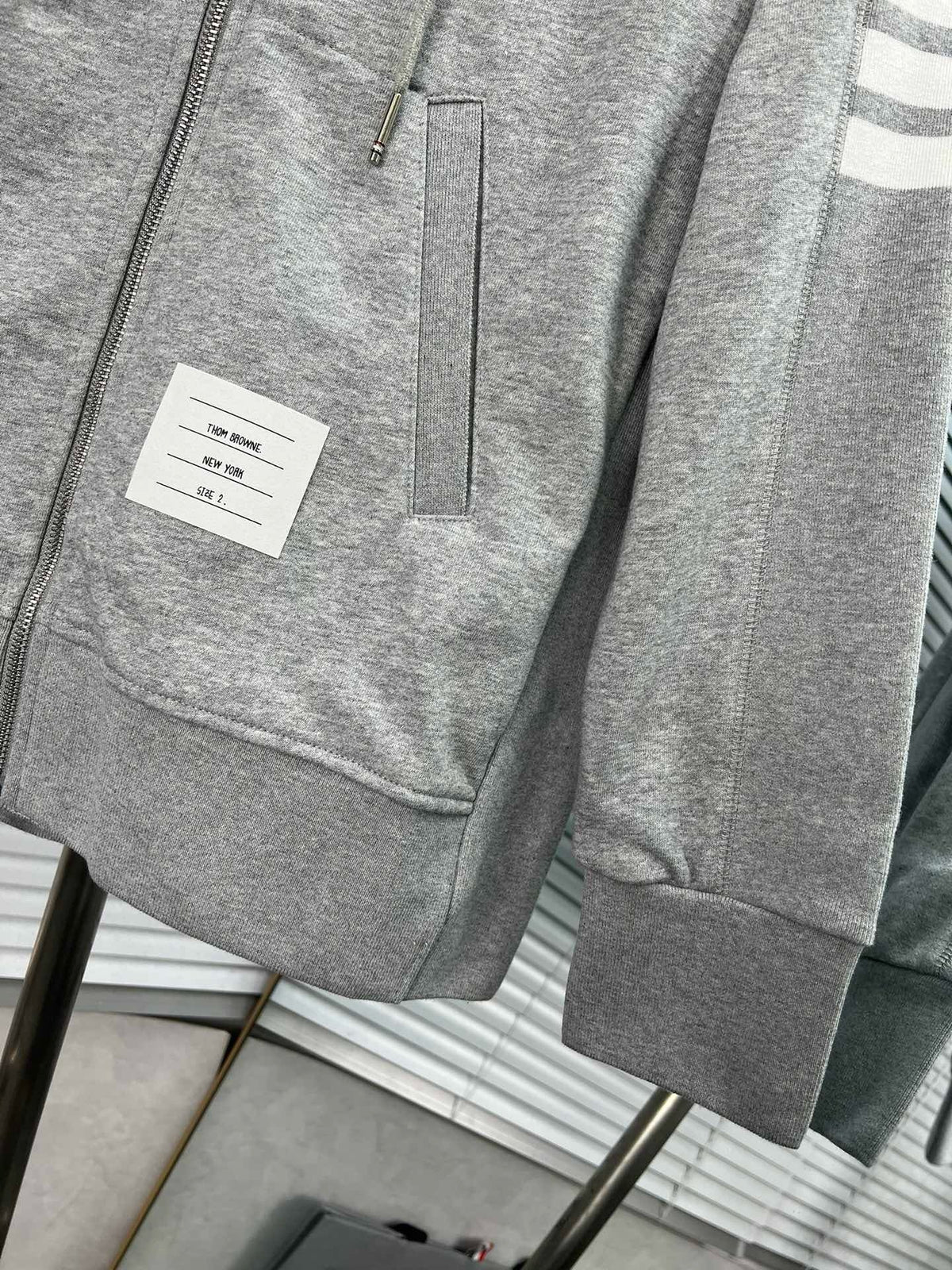 4-Bar Zip Black Hoodie - Men's