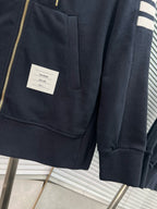 4-Bar Zip Black Hoodie - Men's