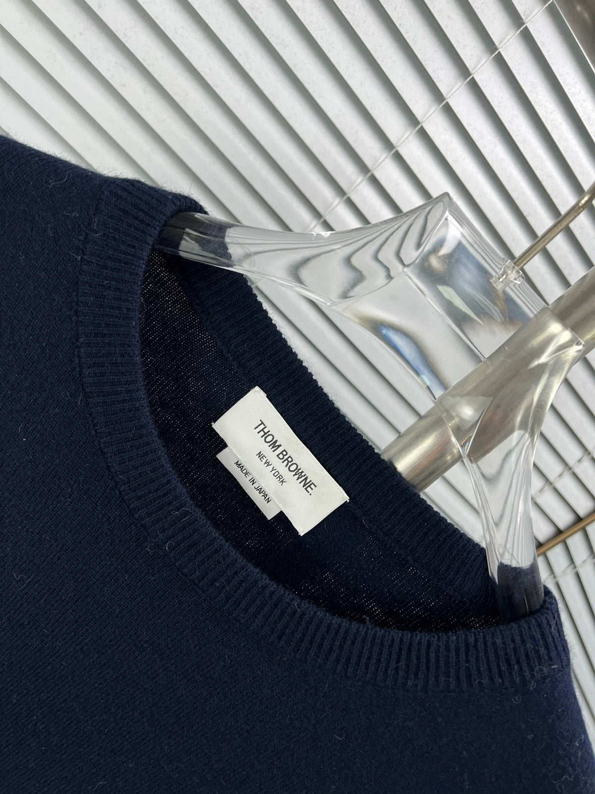 4-Bar Crewneck Navy Knit - Men's