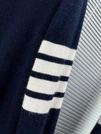 4-Bar Crewneck Navy Knit - Men's