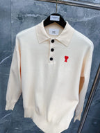 Cream Knit Heart Logo Long-Sleeve - Men's