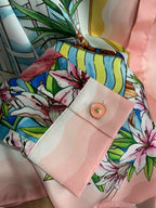 Pink Scenic Print Silk Shirt - Men's