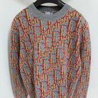 Orange Jacquard Pattern Crewneck - Men's