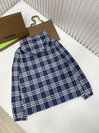 Navy Cotton Check Hooded - Men's