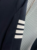 4-Bar Zip Black Hoodie - Men's