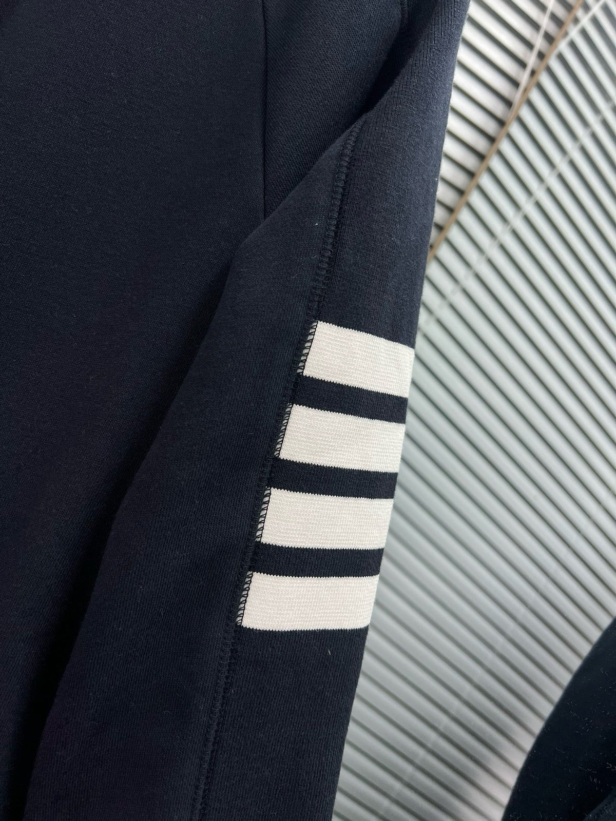 4-Bar Zip Black Hoodie - Men's