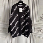Black Jacquard Text Print Crewneck - Men's