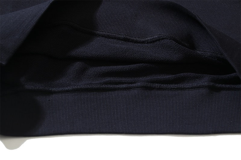 Black Cotton Small Text Crewneck - Men's