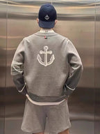 Navy Wool Four-Bar Cardigan - Men's