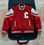 Black Wool Contrast Sleeve Varsity - Men's