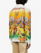 Tropical Scene Print Silk Shirt - Men's