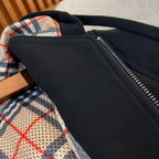 Black Cotton Check Lined Zip-Through - Men's