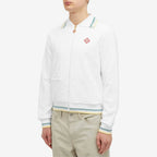 White Knit Striped Trim Blouson - Men's