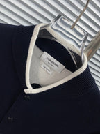 Navy Wool Four-Bar Cardigan - Men's