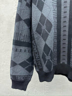 Grey Jacquard Geometric Crewneck - Men's