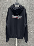 Black Cotton Chest Logo Pullover - Men's