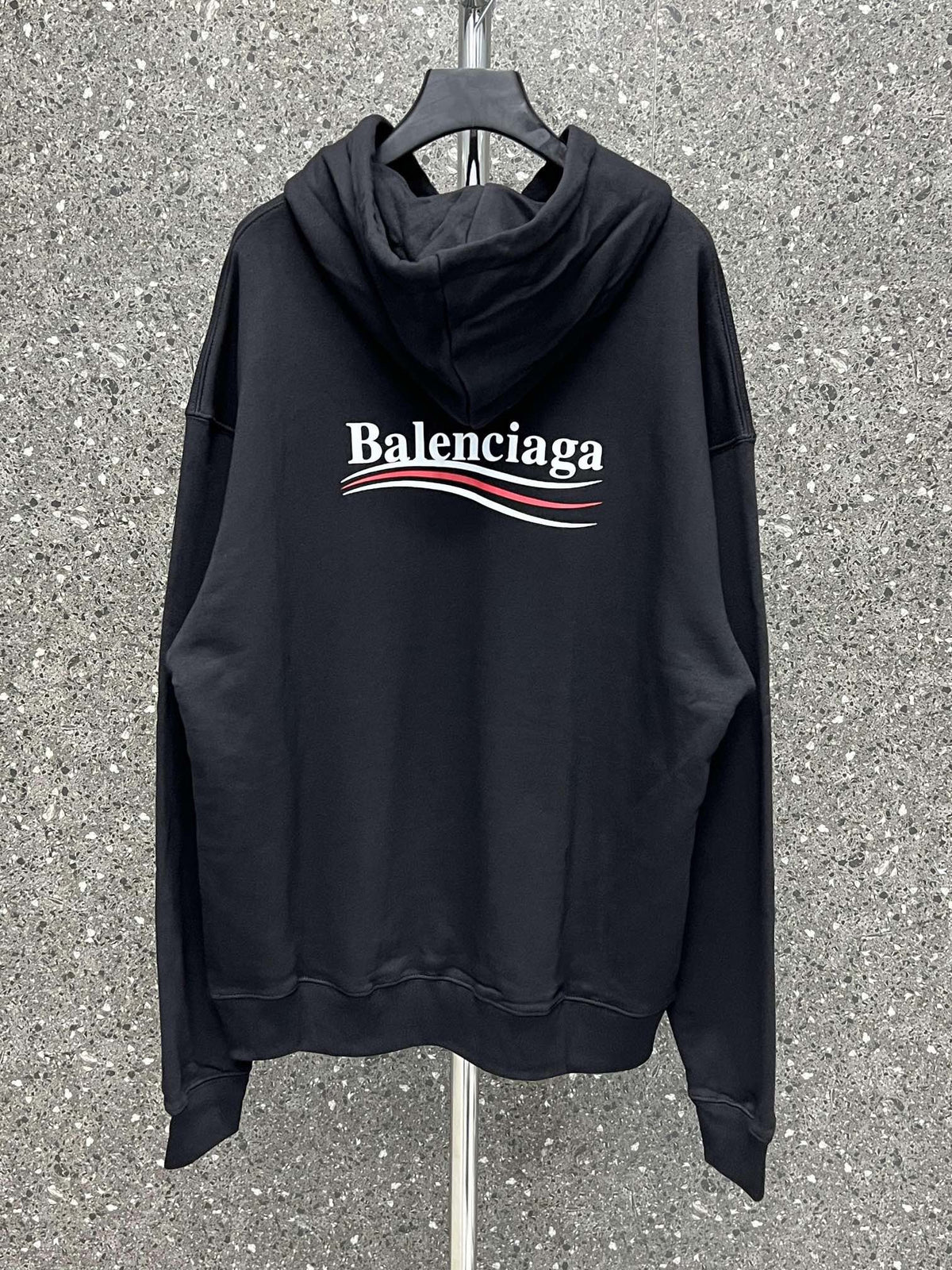 Black Cotton Chest Logo Pullover - Men's