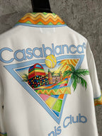 Yellow Trim Crest Silk Shirt - Men's
