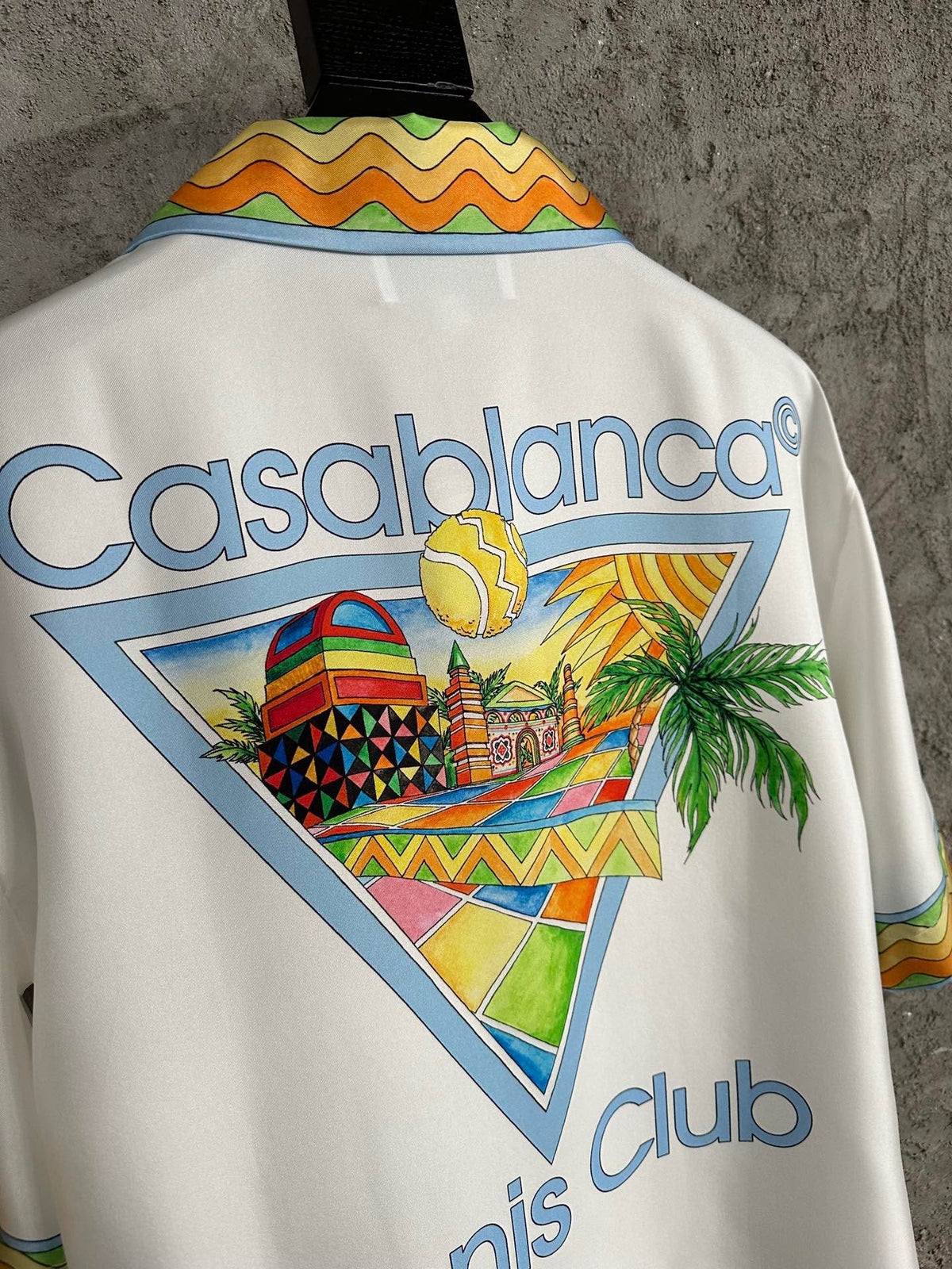 Yellow Trim Crest Silk Shirt - Men's