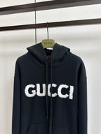 Black Cotton Bold Text Pullover - Men's