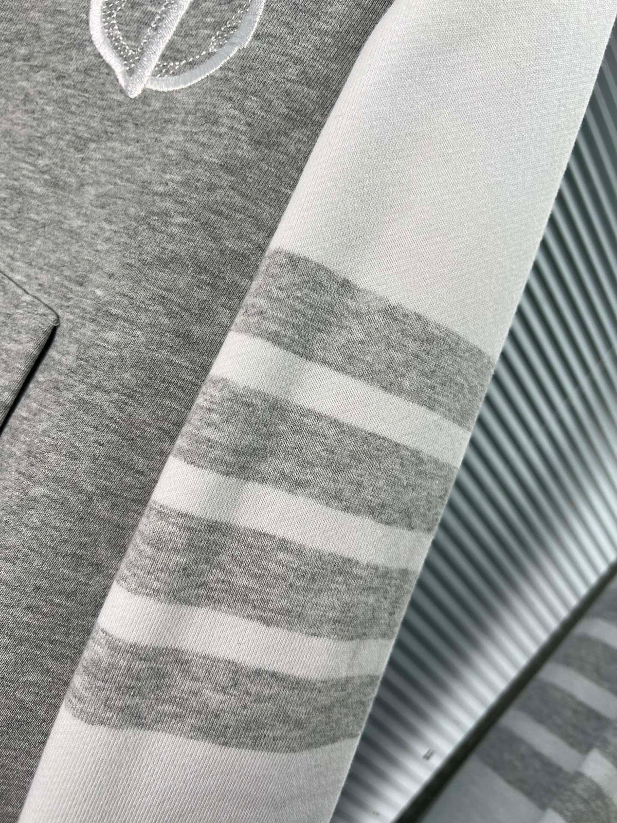 Grey Cotton Colourblock Zip-Through - Men's