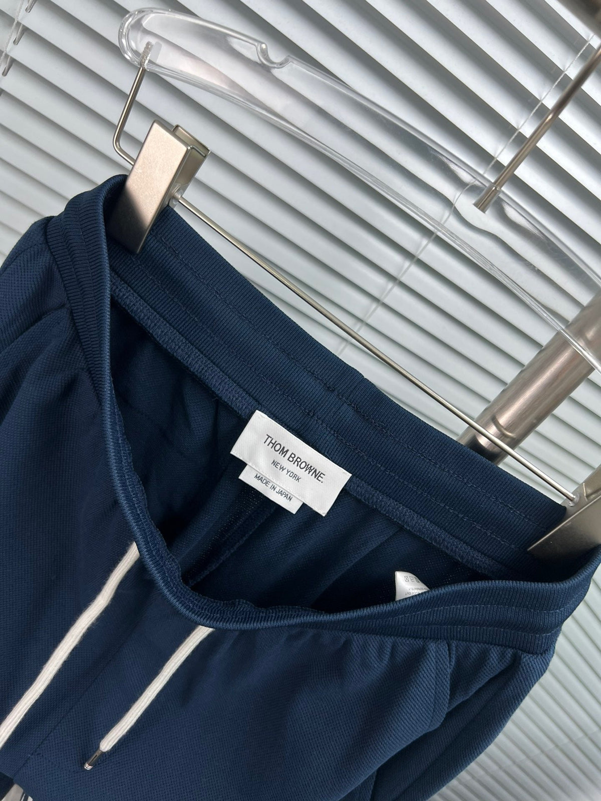 Navy Cotton Bar Stripe Joggers - Men's