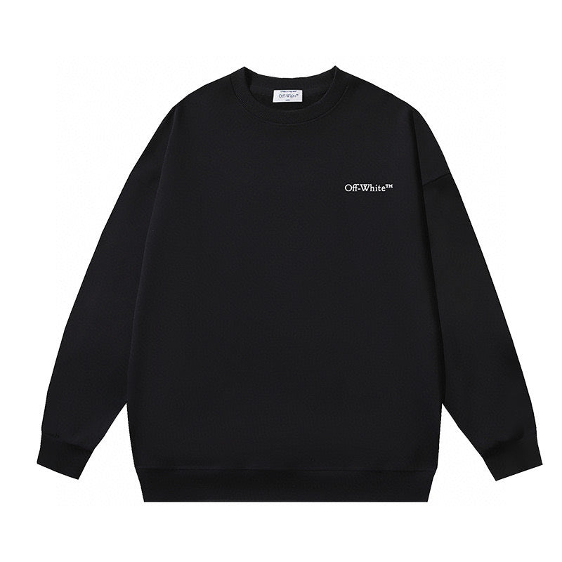 Black Cotton Small Text Crewneck - Men's