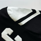 Black Wool Contrast Sleeve Varsity - Men's